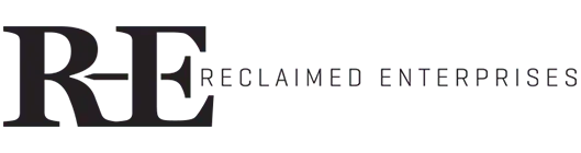 Logo of Reclaimed Enterprises featuring the bold initials RE on the left, with the words Reclaimed Enterprises in capital letters to the right.